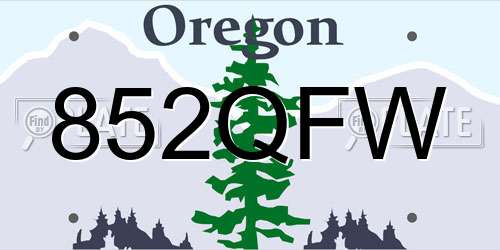 852QFW Oregon License Plate