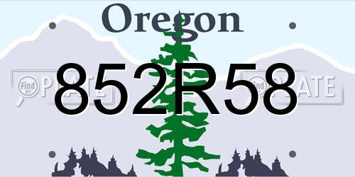852R58 Oregon License Plate