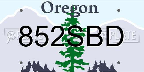 852SBD Oregon License Plate