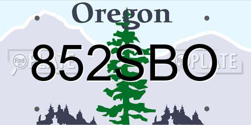 852SBO Oregon License Plate