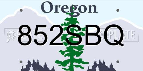 852SBQ Oregon License Plate
