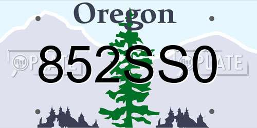 852SS0 Oregon License Plate
