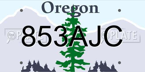 853AJC Oregon License Plate