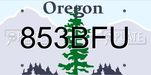 853BFU Oregon License Plate