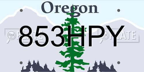 853HPY Oregon License Plate