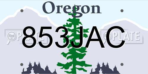 853JAC Oregon License Plate