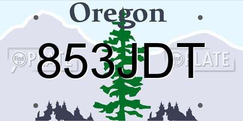 853JDT Oregon License Plate