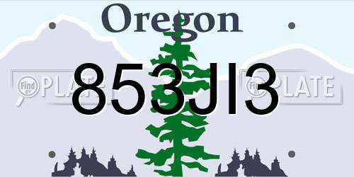 853JI3 Oregon License Plate