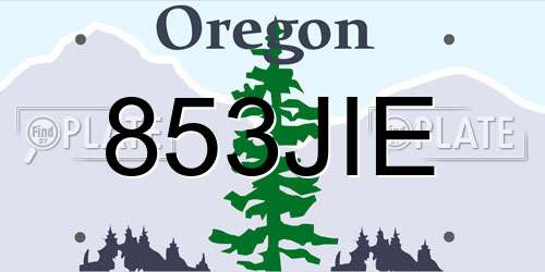 853JIE Oregon License Plate