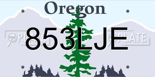 853LJE Oregon License Plate