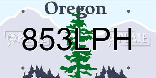 853LPH Oregon License Plate