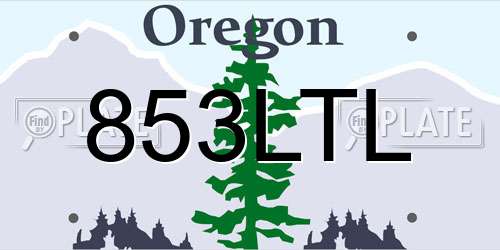 853LTL Oregon License Plate