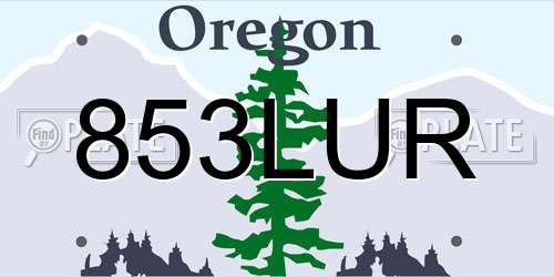 853LUR Oregon License Plate