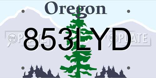 853LYD Oregon License Plate