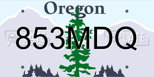 853MDQ Oregon License Plate