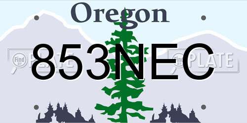 853NEC Oregon License Plate