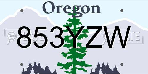 853YZW Oregon License Plate
