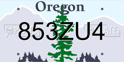 853ZU4 Oregon License Plate