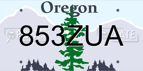 853ZUA Oregon License Plate