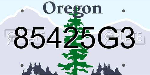 85425G3 Oregon License Plate