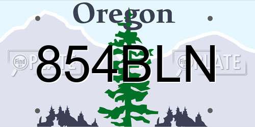 854BLN Oregon License Plate