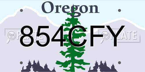 854CFY Oregon License Plate