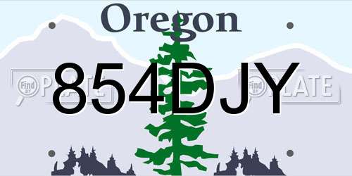 854DJY Oregon License Plate