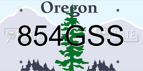 854GSS Oregon License Plate