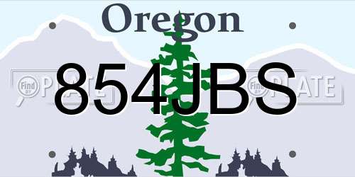 854JBS Oregon License Plate