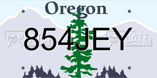 854JEY Oregon License Plate