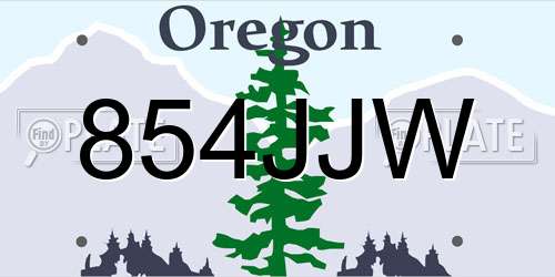 854JJW Oregon License Plate