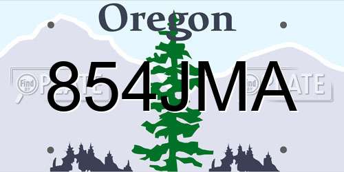 854JMA Oregon License Plate