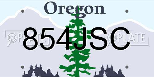 854JSC Oregon License Plate