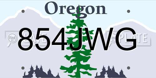 854JWG Oregon License Plate