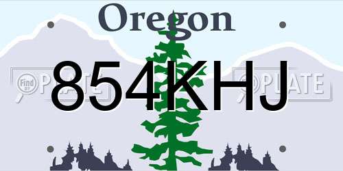854KHJ Oregon License Plate