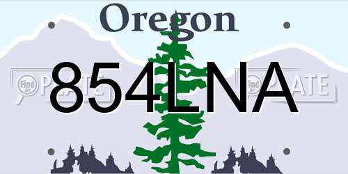 854LNA Oregon License Plate