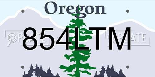 854LTM Oregon License Plate