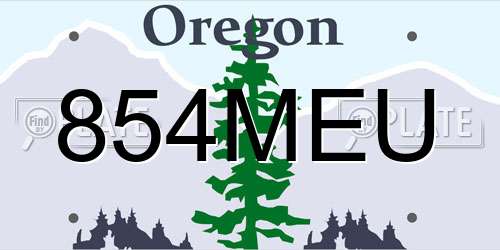 854MEU Oregon License Plate