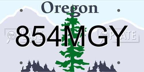 854MGY Oregon License Plate