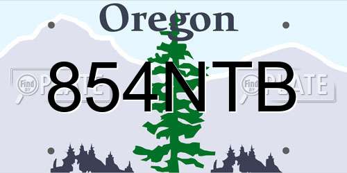 854NTB Oregon License Plate