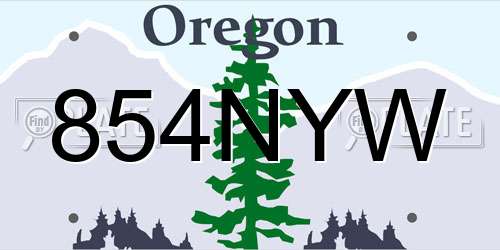 854NYW Oregon License Plate