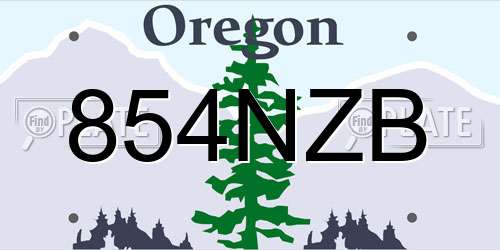 854NZB Oregon License Plate