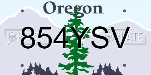 854YSV Oregon License Plate