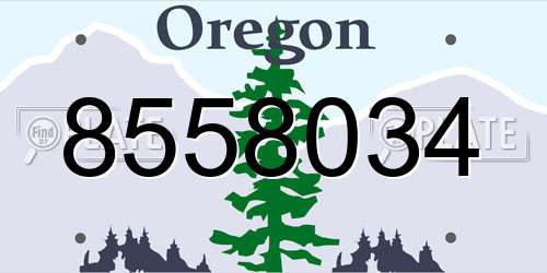 8558034 Oregon License Plate