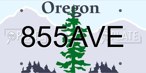 855AVE Oregon License Plate