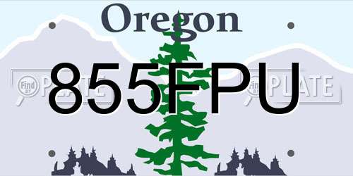 855FPU Oregon License Plate