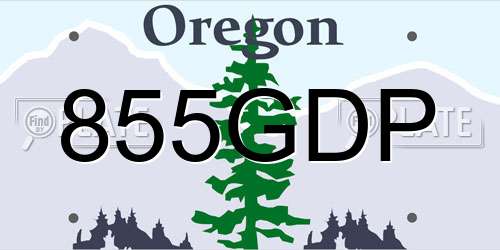 855GDP Oregon License Plate