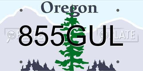 855GUL Oregon License Plate