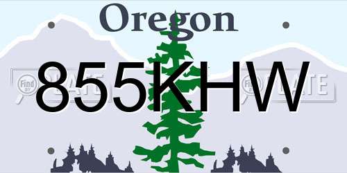 855KHW Oregon License Plate