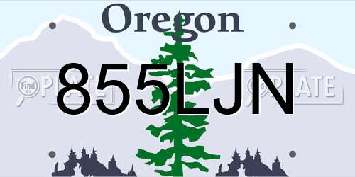 855LJN Oregon License Plate